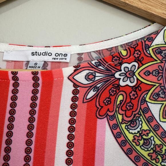 Studio One NY Dress Size Small Shift Pink Paisley Office Career Cocktail Barbie - Picture 6 of 10